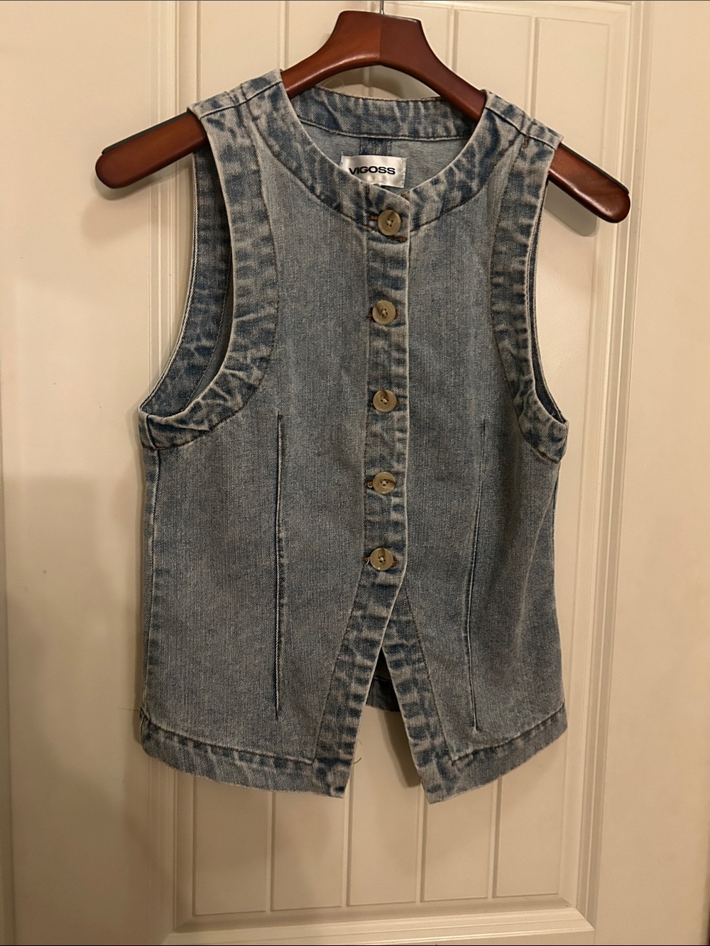 Vigoss Light Blue Denim Button-Up Vest